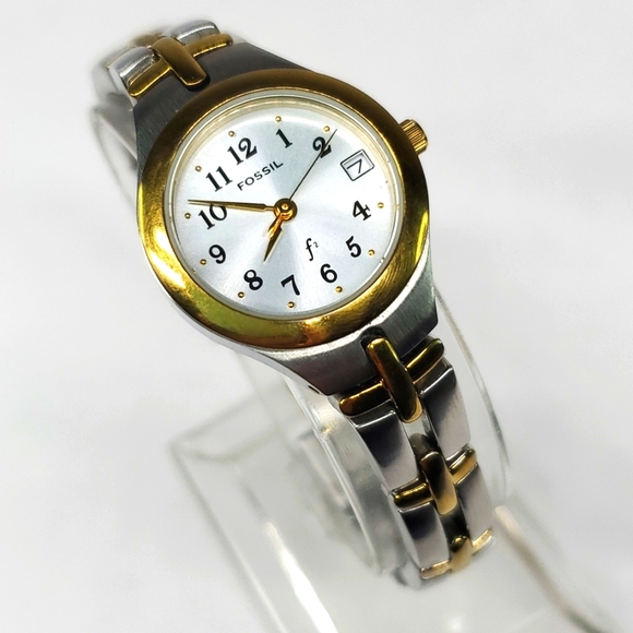 Vintage Fossil F² Watch ES9439 Two Tone Gold Silver Stainless Steel Gold - Picture 1 of 15